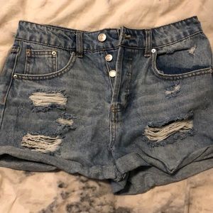 High waisted jean shorts